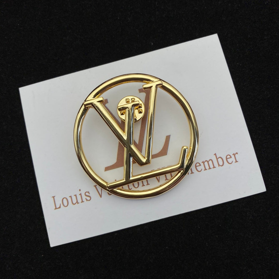 Round Monogram Letter Brooch