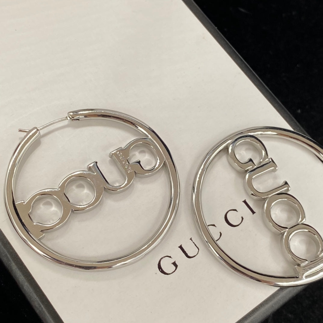 Versatile Logo Letter Hoop Earrings