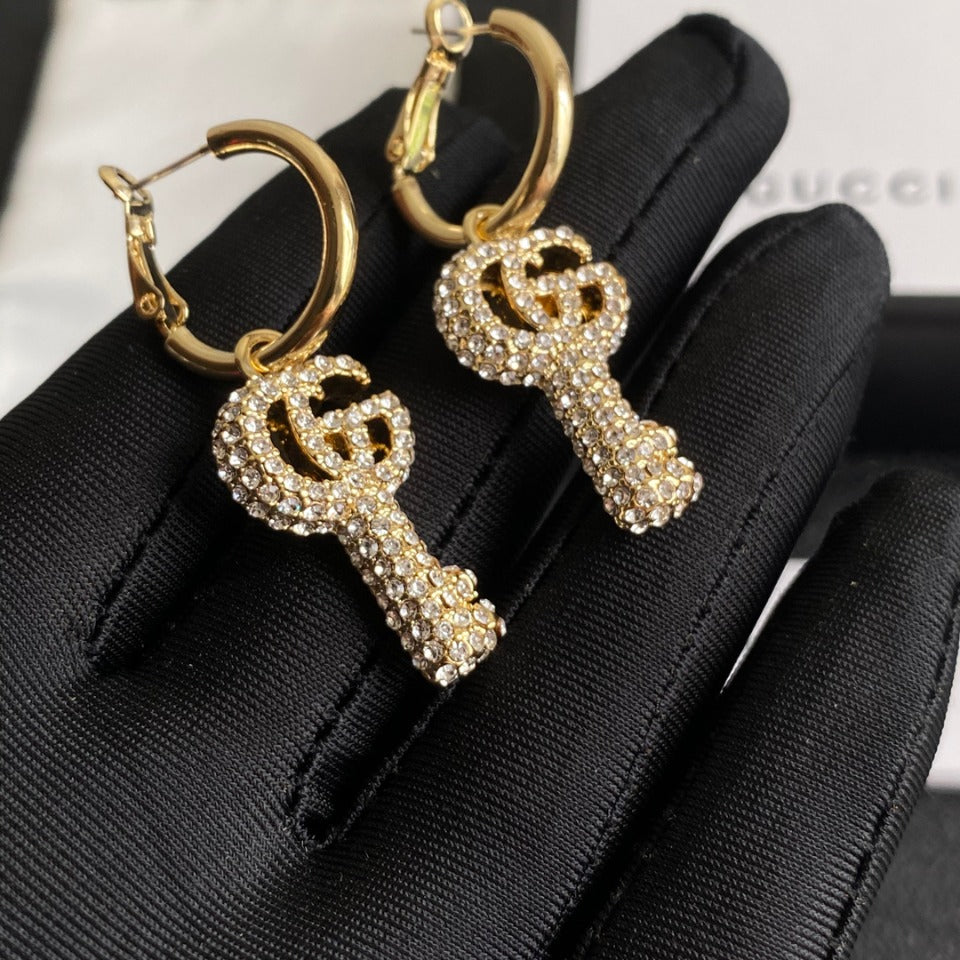 Double G Diamond Key Earrings