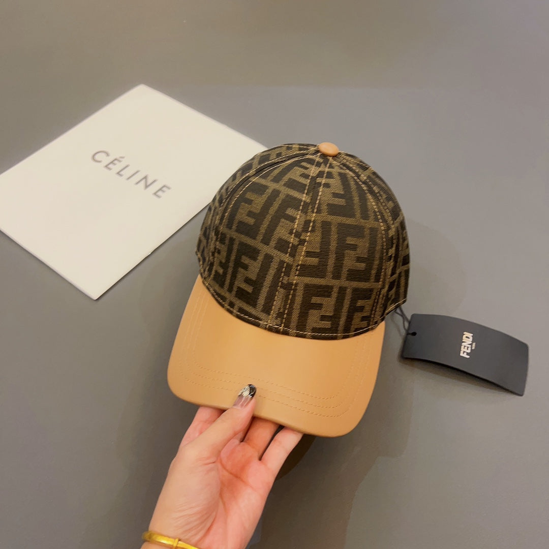 Letter Jacquard Leather Panel Baseball Cap