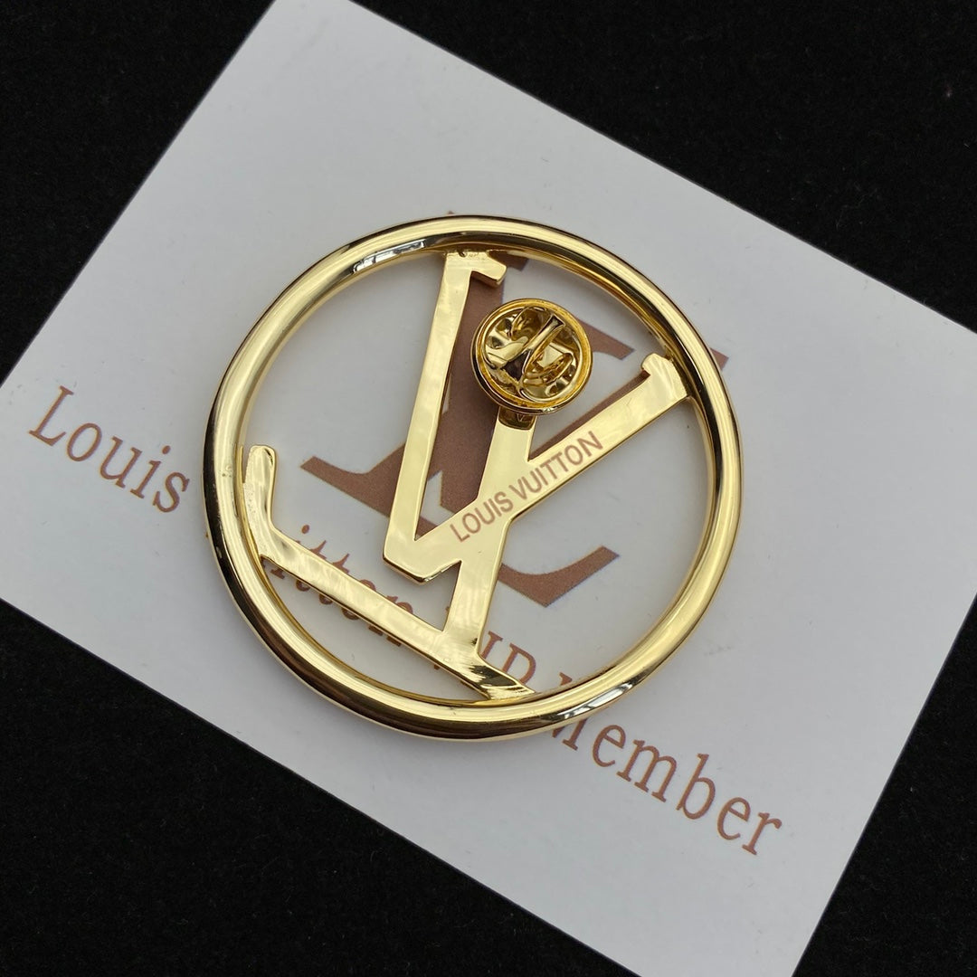 Round Monogram Letter Brooch