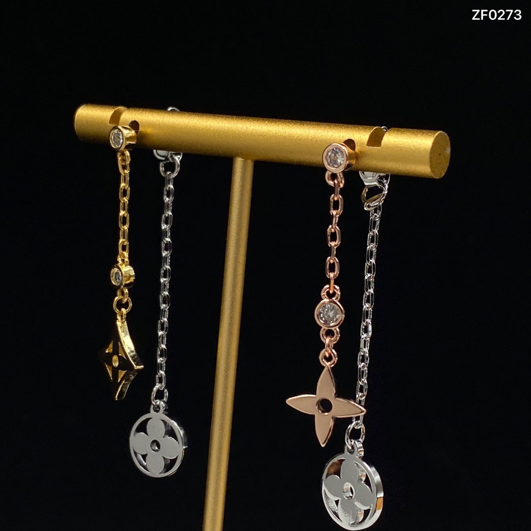 3 Color Flower Diamond Earrings