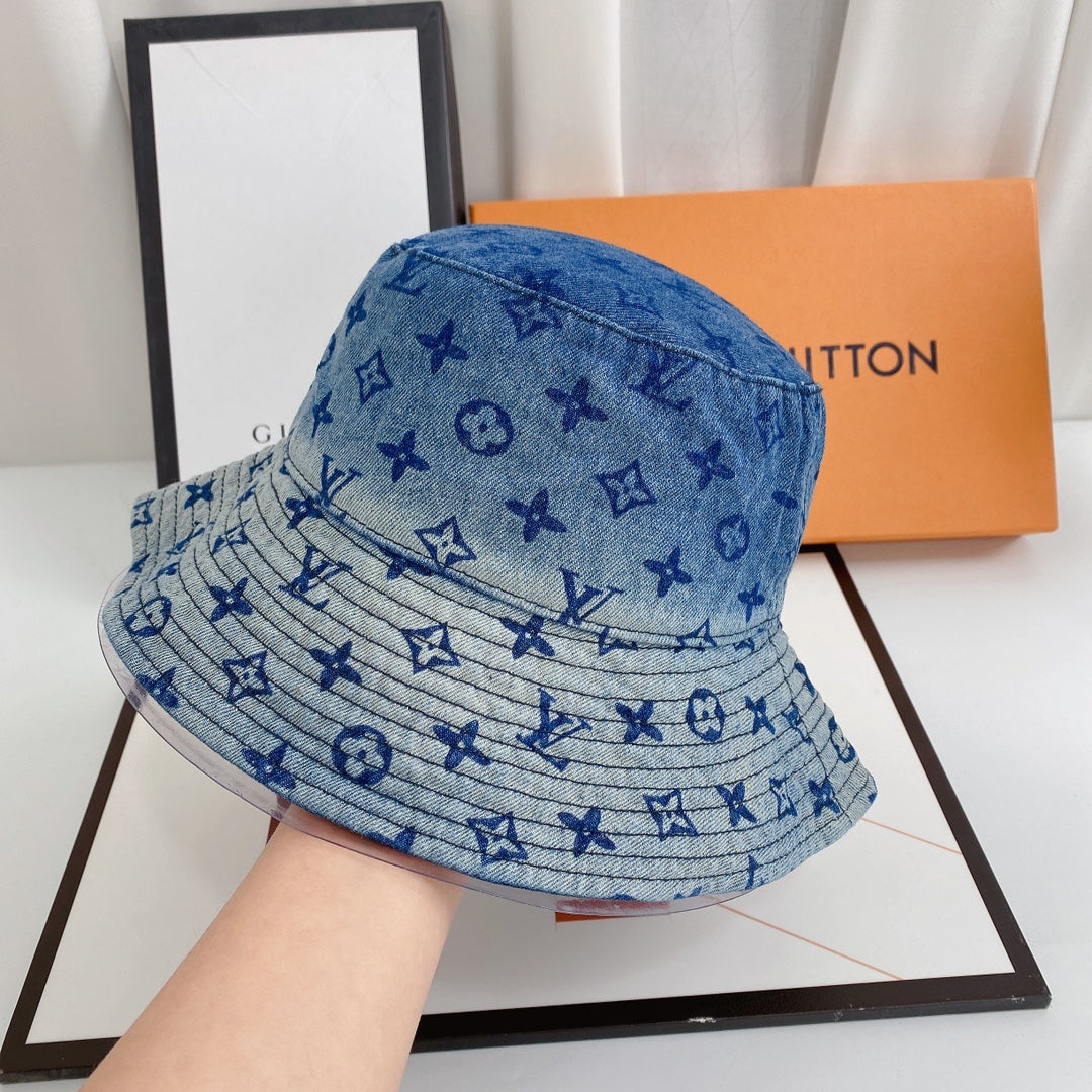 Gradient Print Denim Bucket Hat