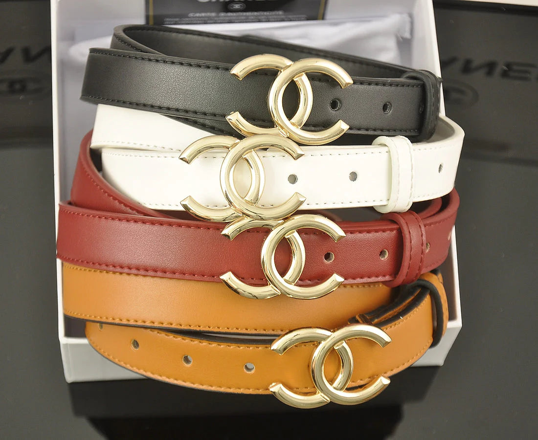 4 color fashion double C smooth surface belt