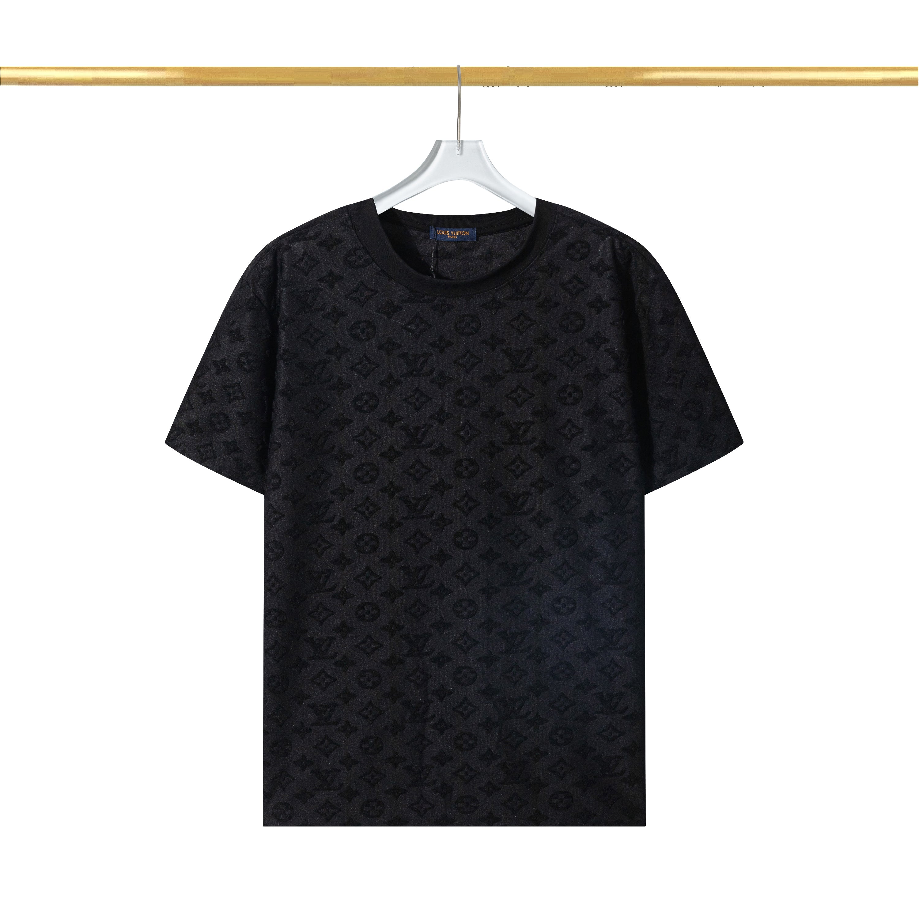 Checkerboard raised fleece cotton T-shirt