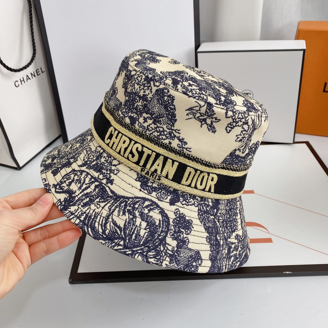 Embroidered Webbing Pattern Bucket Hat