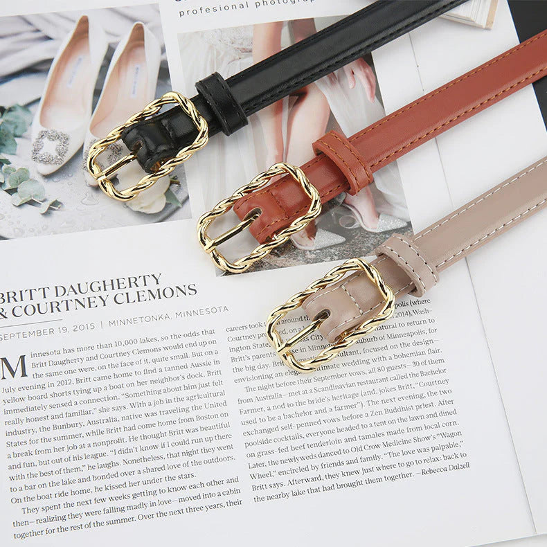 3 Colors retro twist square buckle belt belt