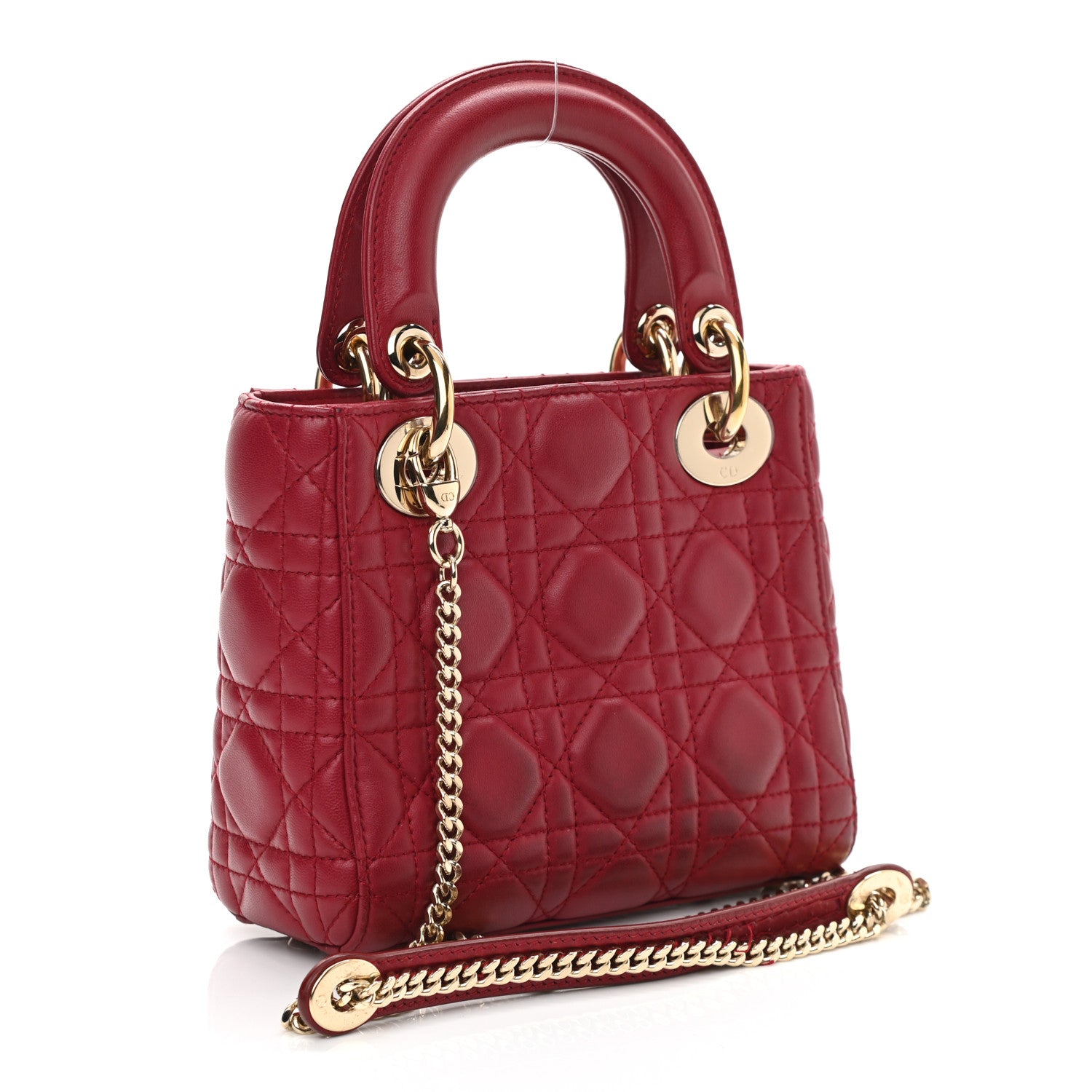 Lambskin Cannage Mini Lady D Burgundy