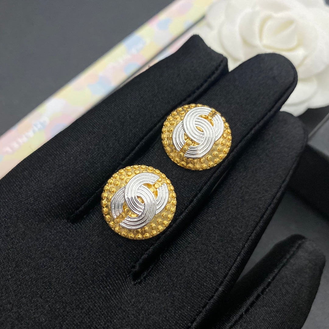 Premium Gold Round Stud Earrings