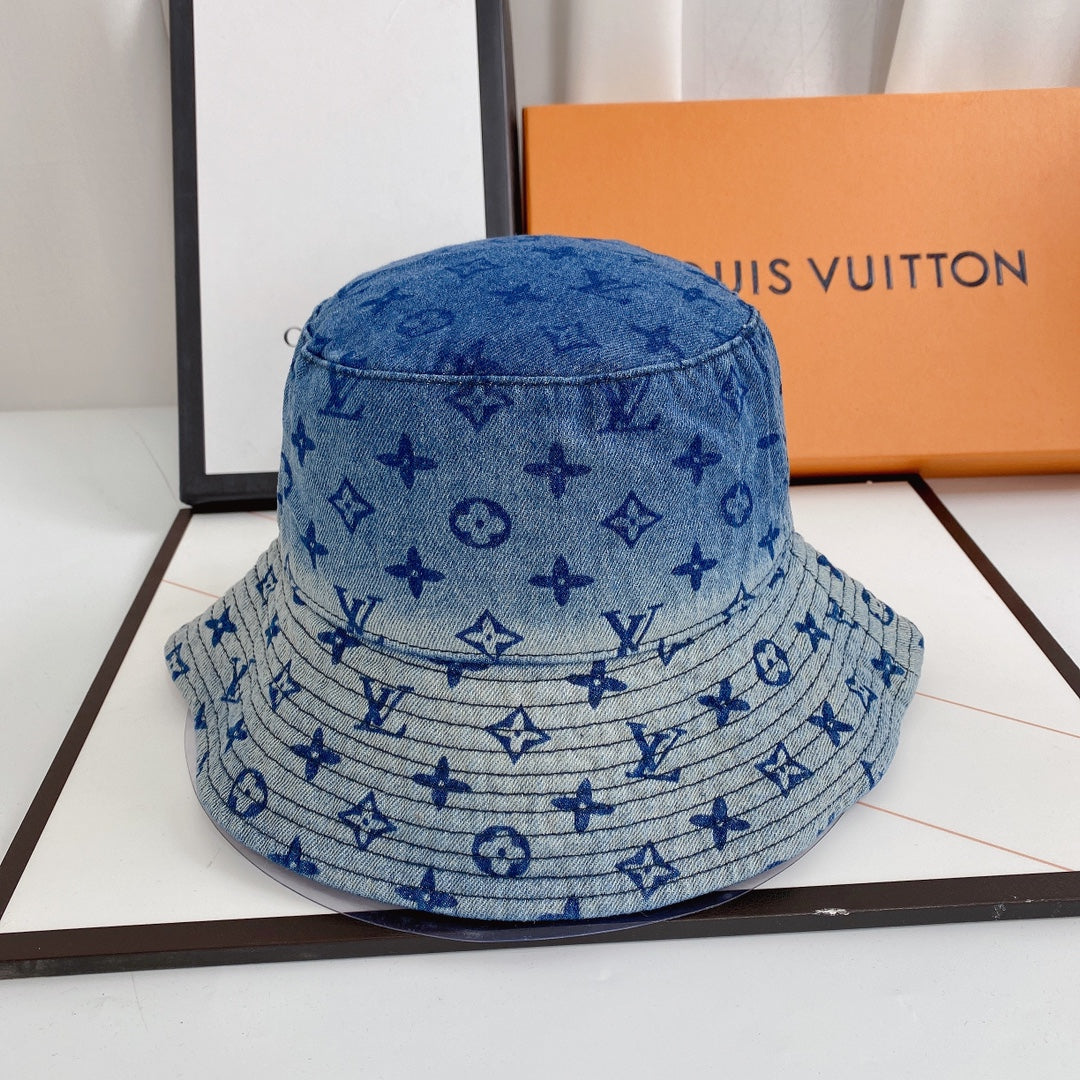 Gradient Print Denim Bucket Hat