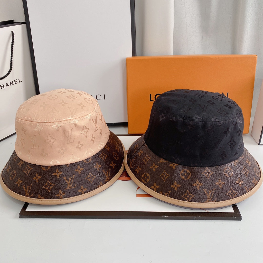 Leather Print Paneled Bucket Hat