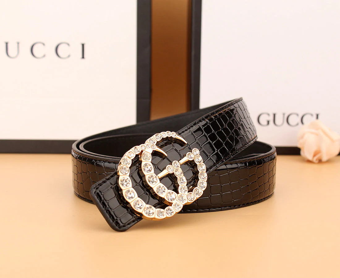 2 Styles Luxurious Double G Rhinestone Belt