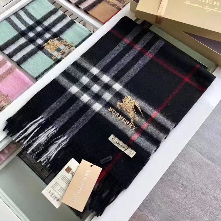 Classic Check Fringed Cashmere Scarf