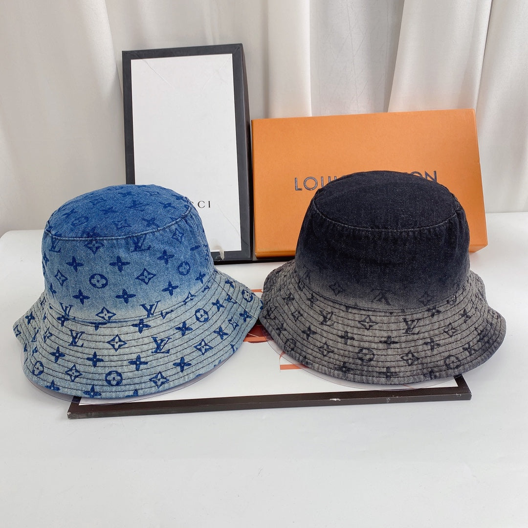 Gradient Print Denim Bucket Hat