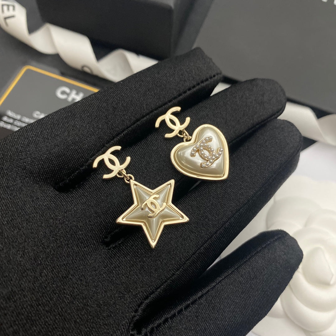 Heart Shaped Star Drop Earrings