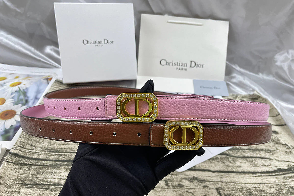 6 Colors luxury rhinestone CD lychee pattern double-sided belt