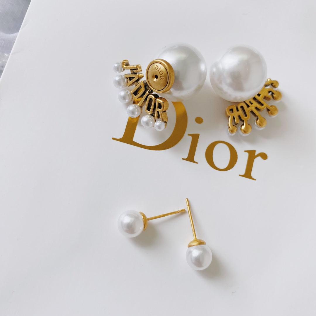 Vintage Pearl Letter Earrings