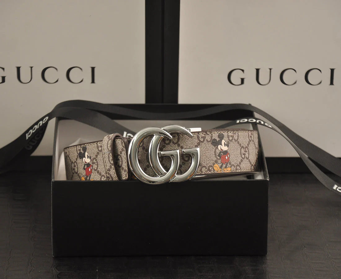 3-color luxury double G Mickey Mouse print belt