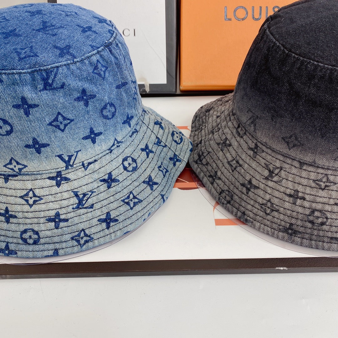 Gradient Print Denim Bucket Hat