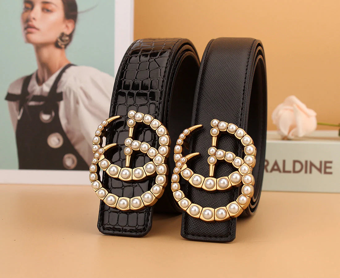 2 styles of luxury double G pearl belt