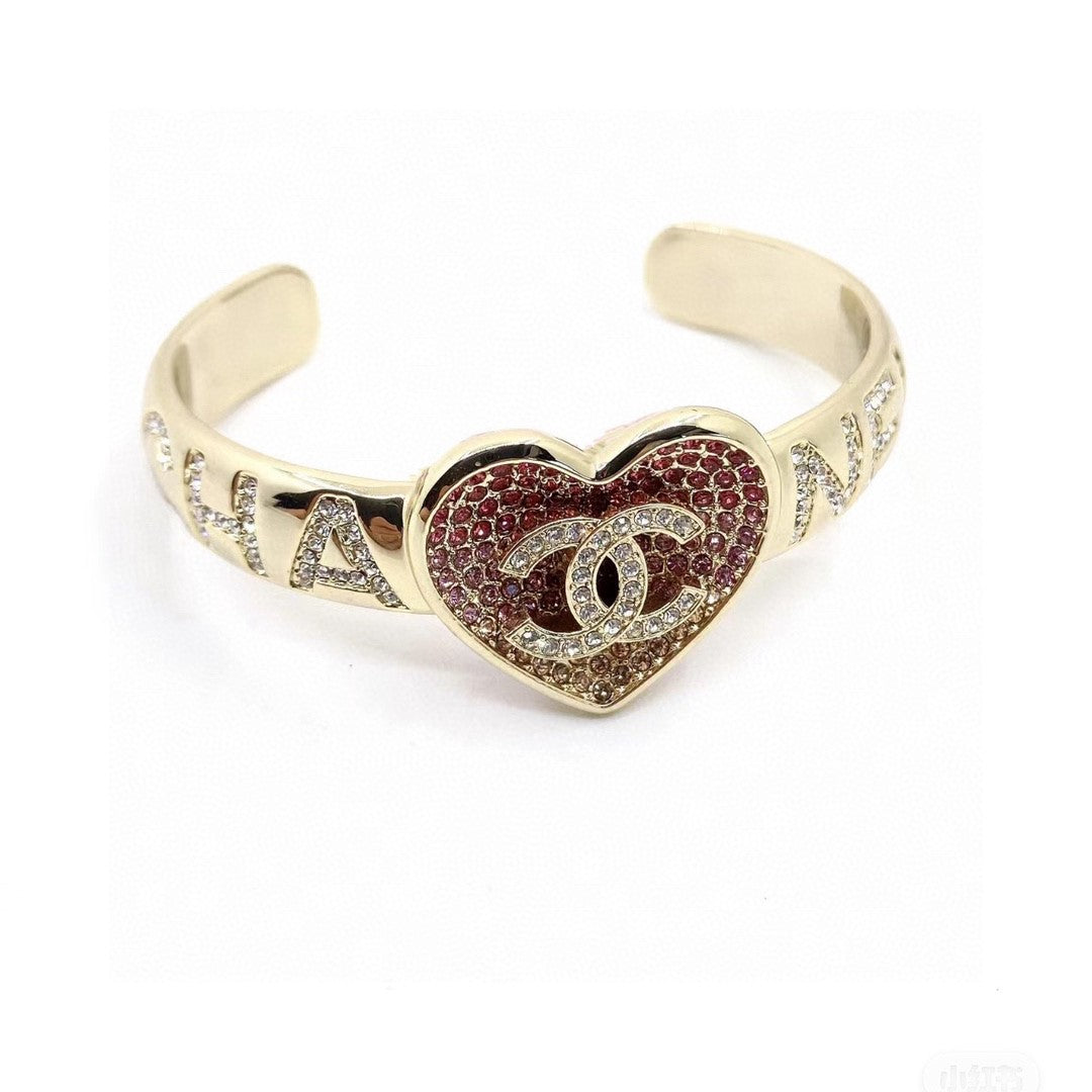 Rhinestone Heart Cuff Bracelet