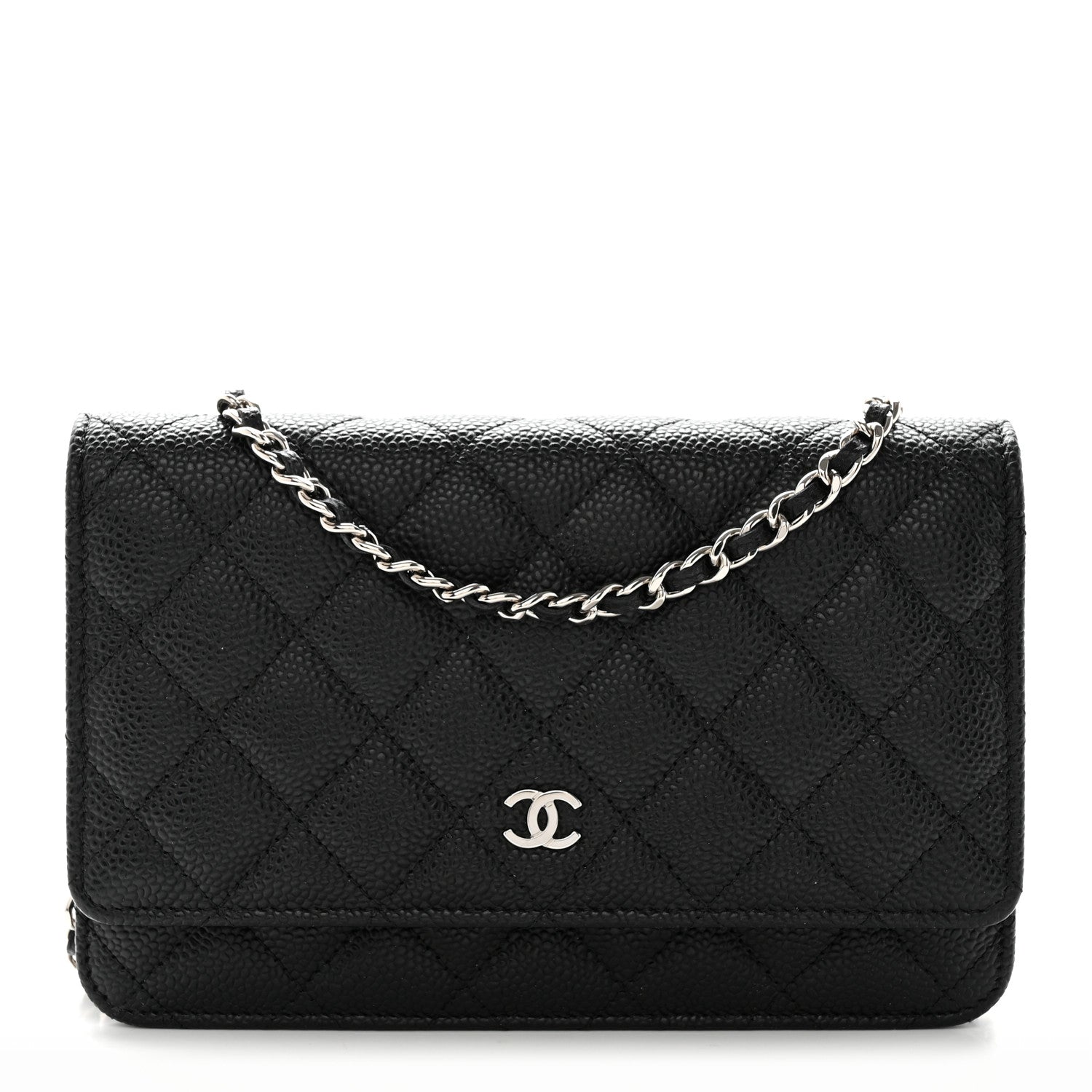 Caviar Quilted Wallet on Chain WOC Black