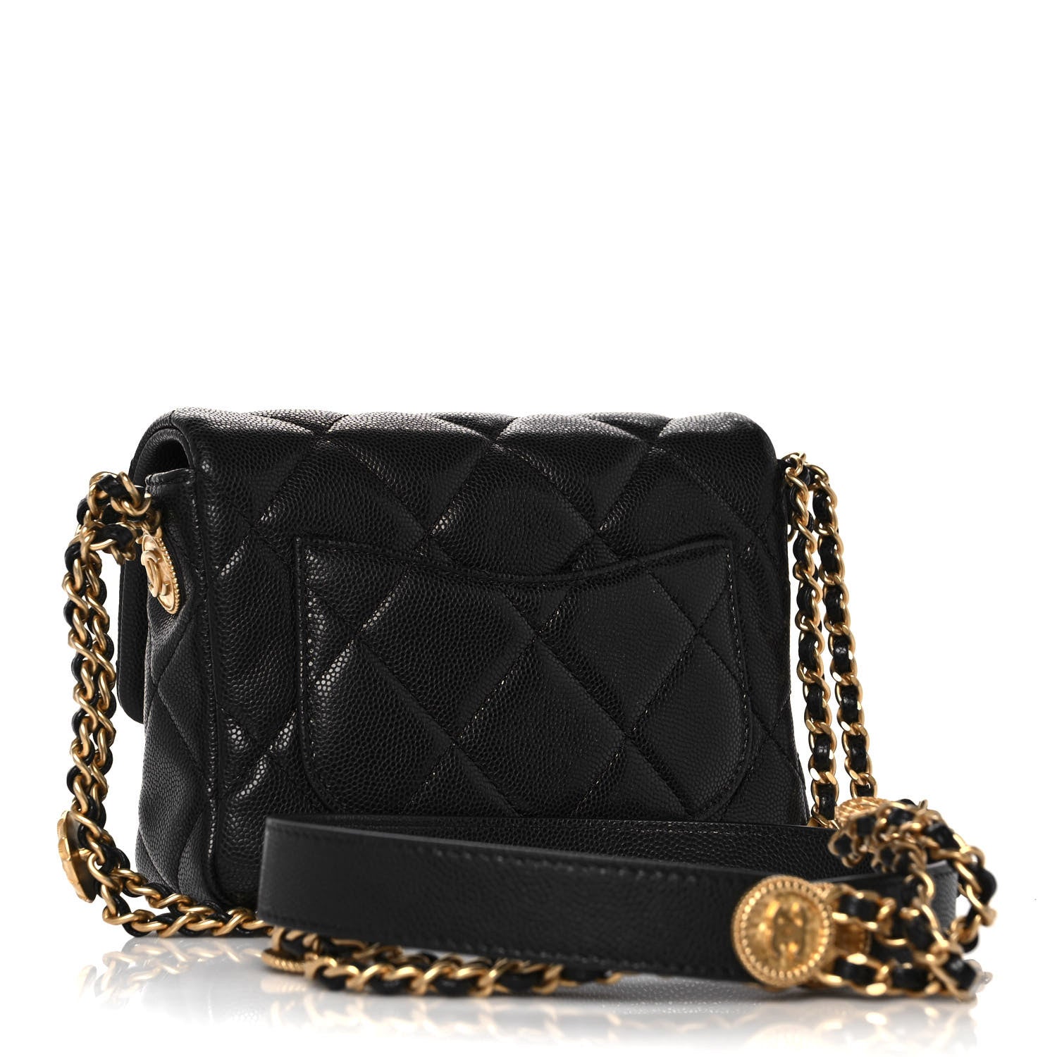 CC Caviar Quilted Mini Twist Your Buttons Flap Black