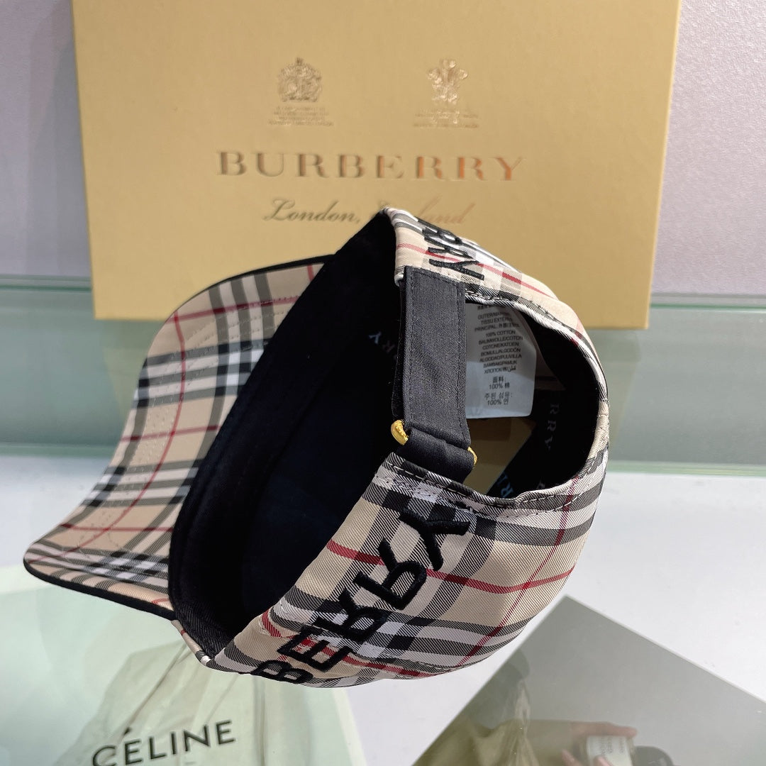 Classic Check Embroidered Letter Baseball Cap