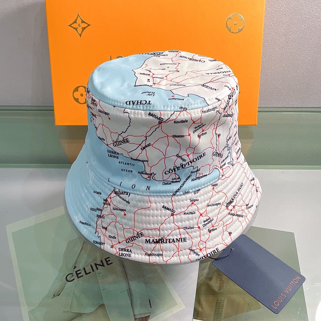 Map Monogram Double Sided Bucket Hat