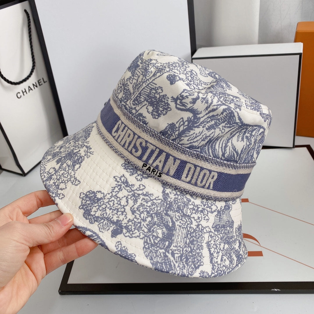 Embroidered Webbing Pattern Bucket Hat