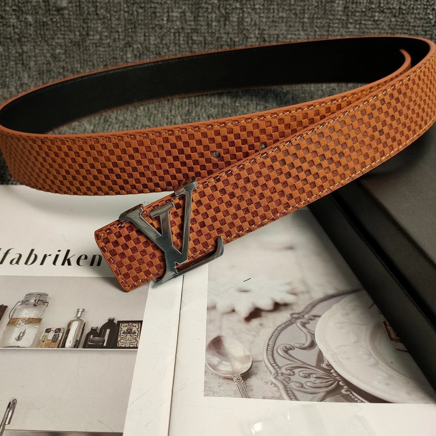 3 Colors Luxury Orange Leather Belt