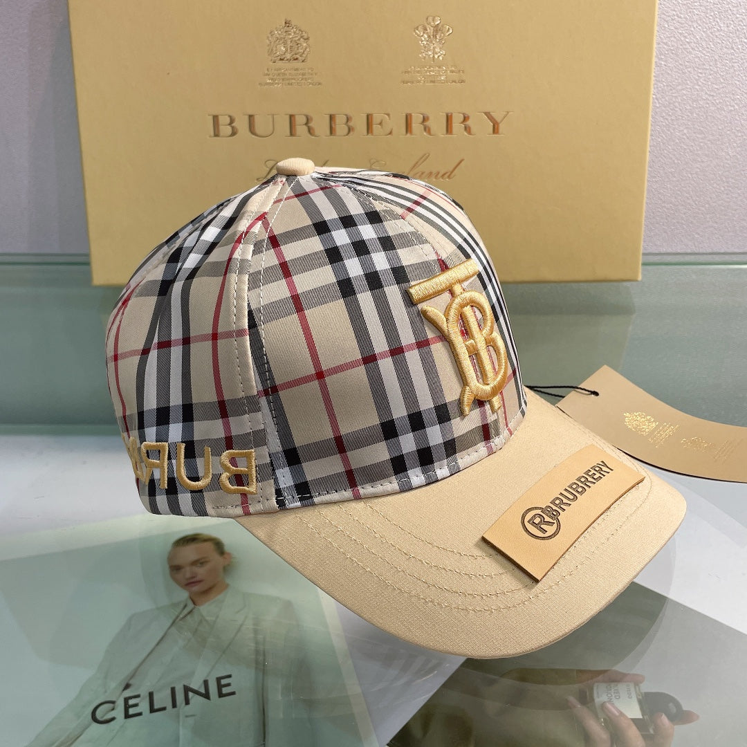 Classic Check Embroidered Letter Baseball Cap