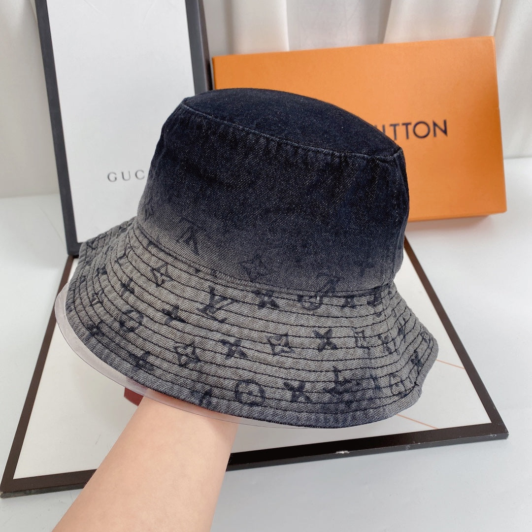 Gradient Print Denim Bucket Hat