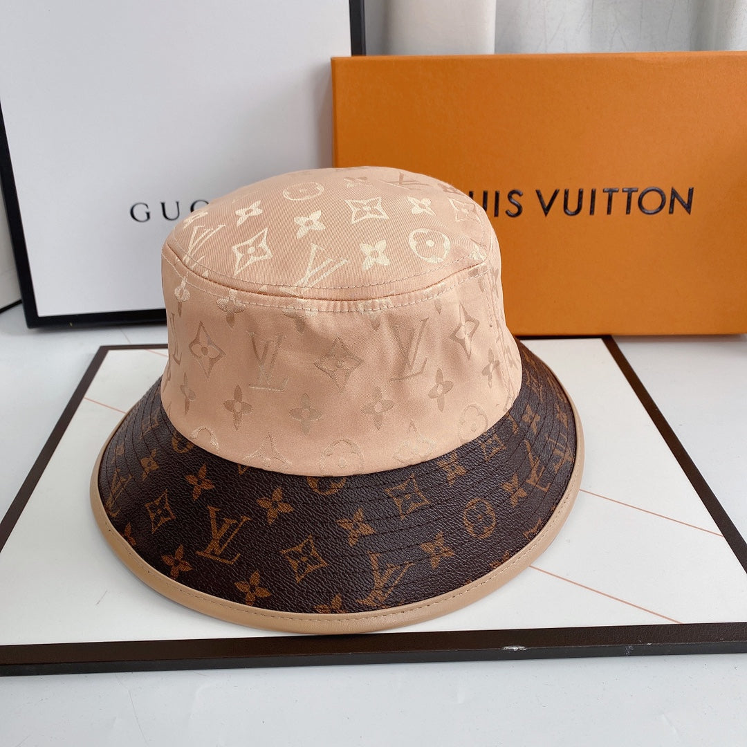 Leather Print Paneled Bucket Hat