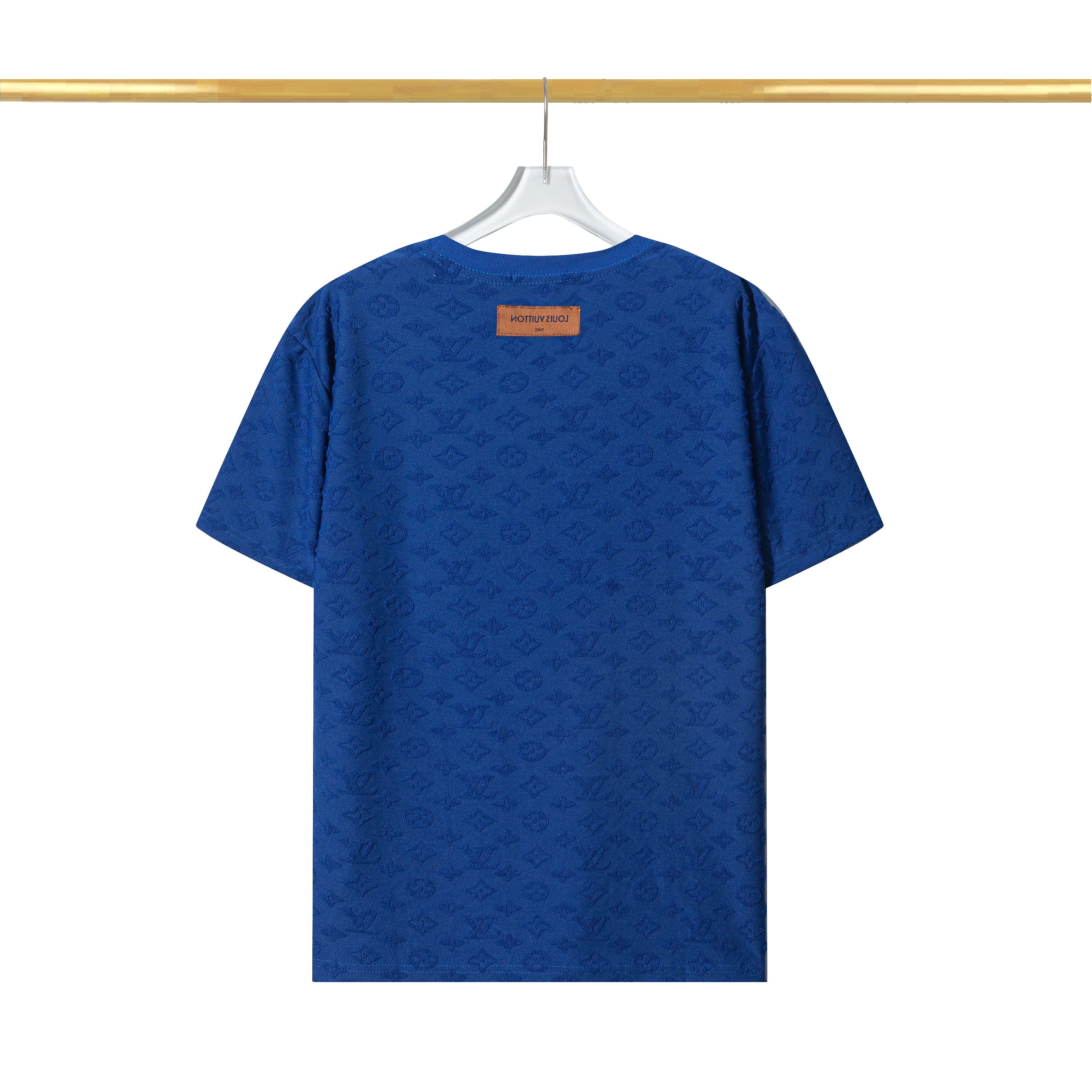 Checkerboard raised fleece cotton T-shirt