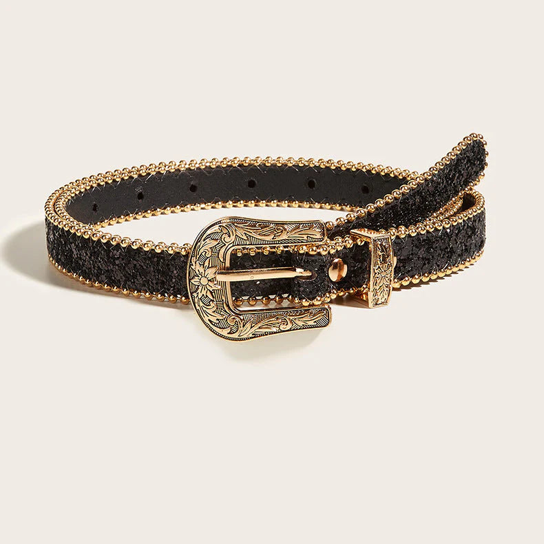 2 Colors retro wild engraved buckle belt