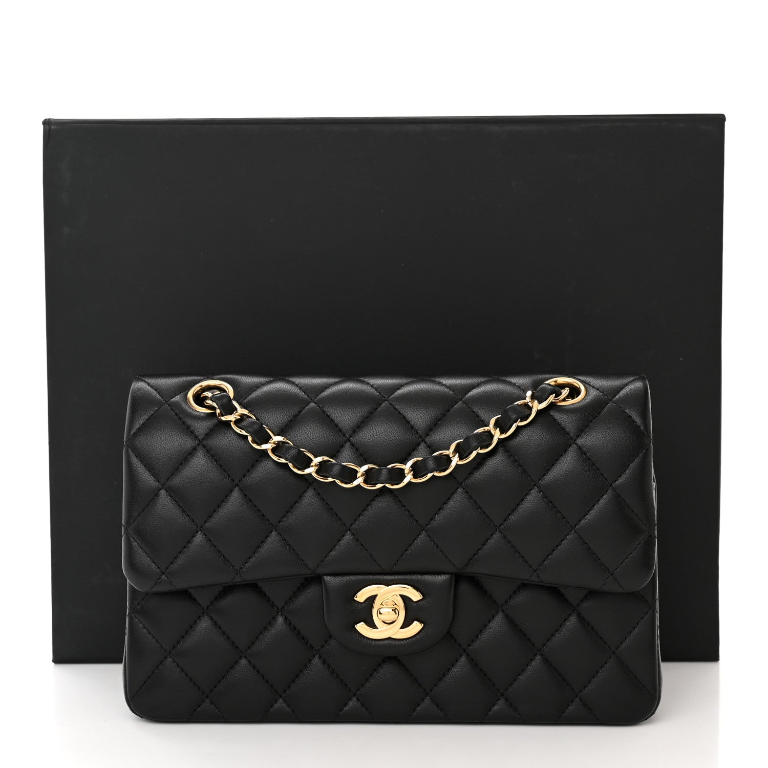 Lambskin Quilted Small Double Flap Black