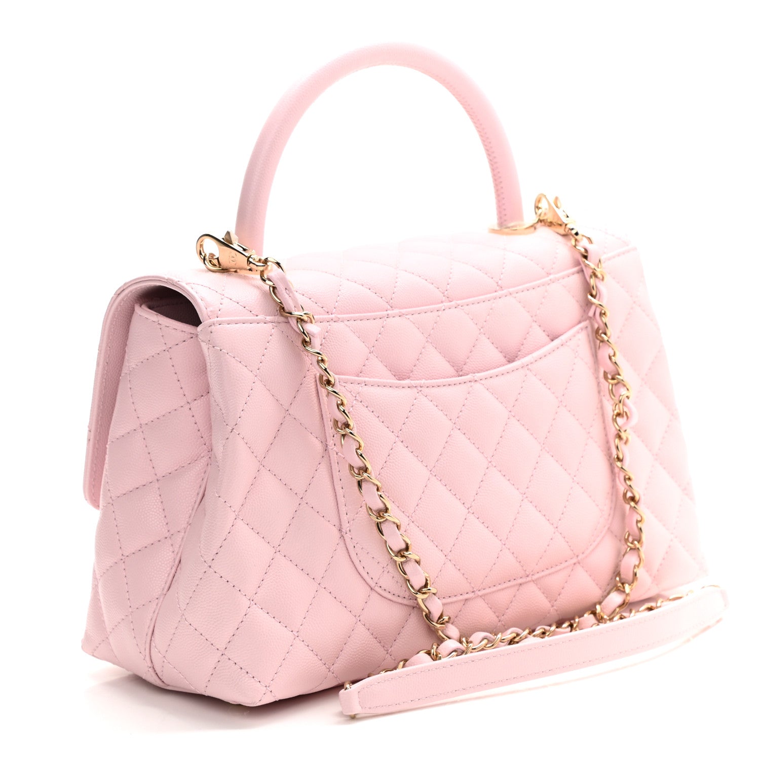 Caviar Quilted Small Coco Handle Flap Light Pink