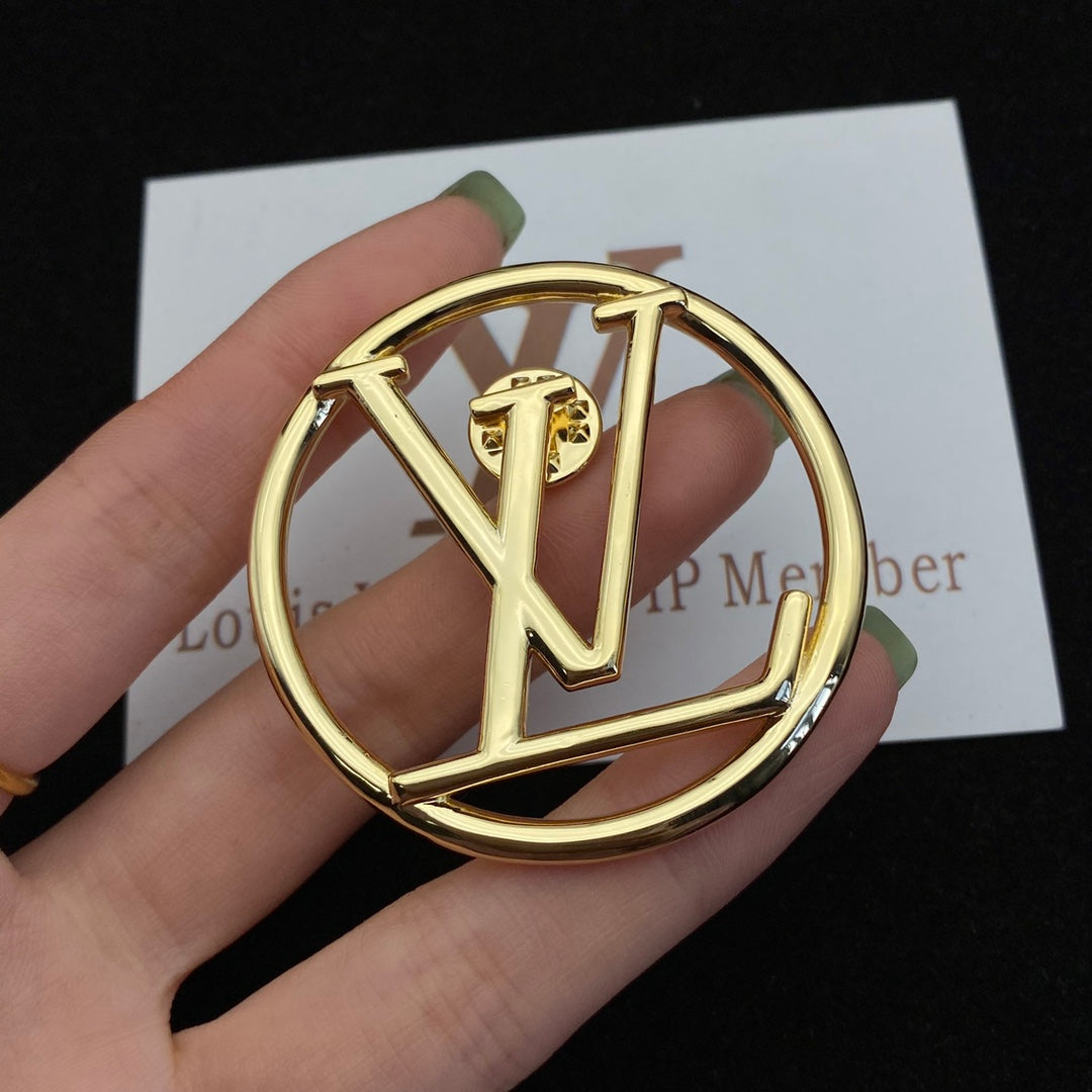 Round Monogram Letter Brooch