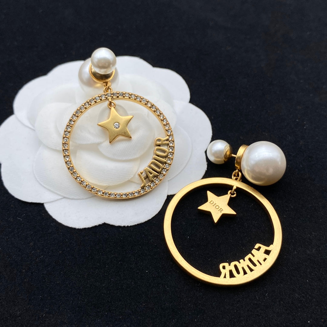 Circle Star Stud Earrings