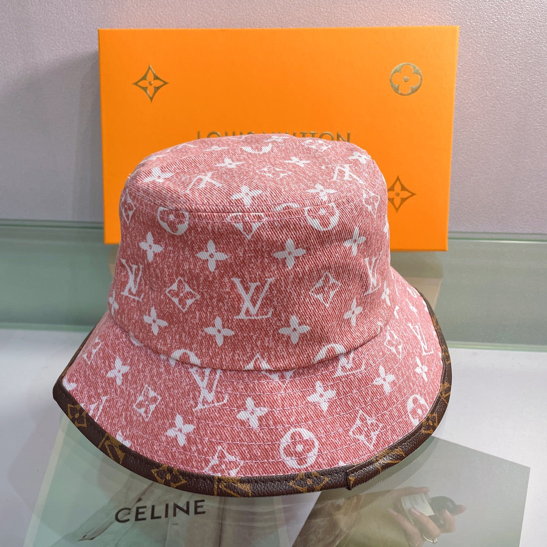 Classic Print Leather Brim Bucket Hat