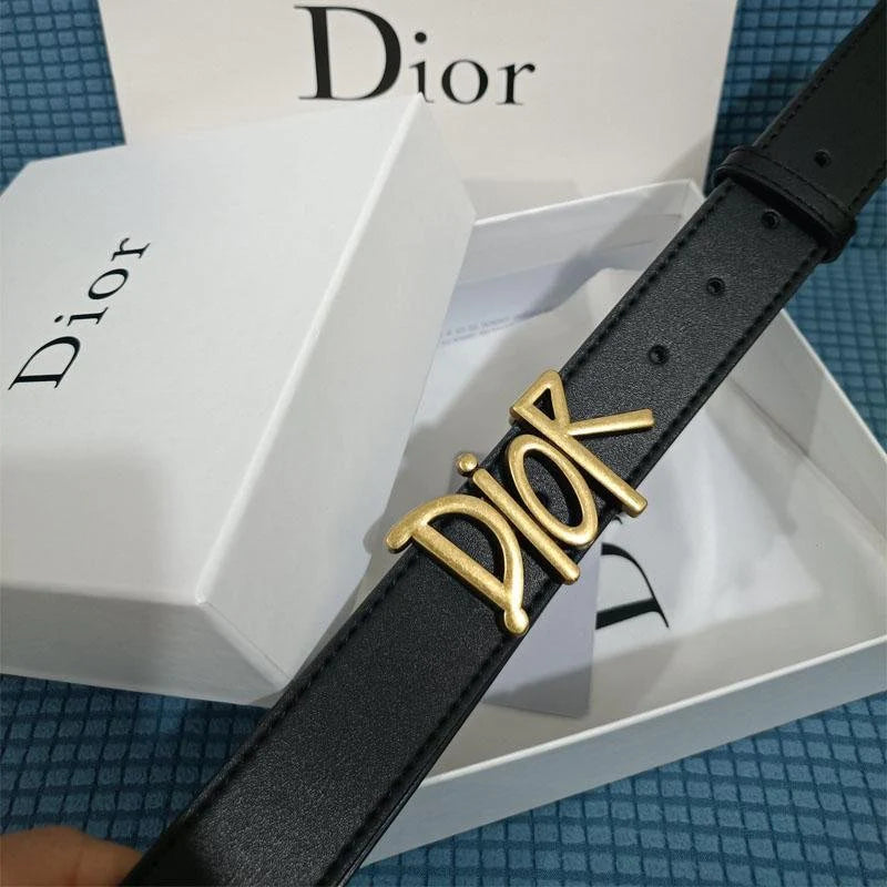 Luxury Four Character Black Leather Belt