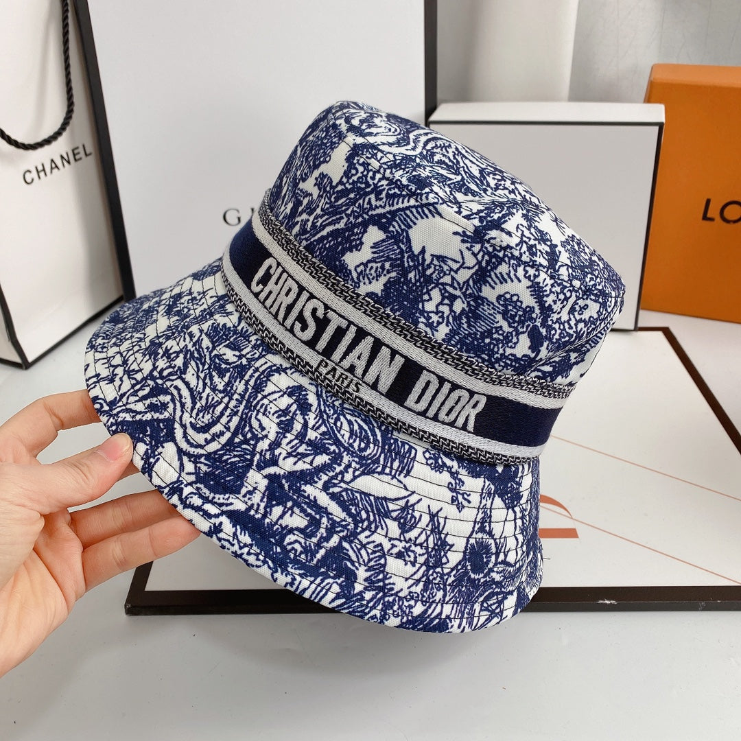 Embroidered Webbing Pattern Bucket Hat