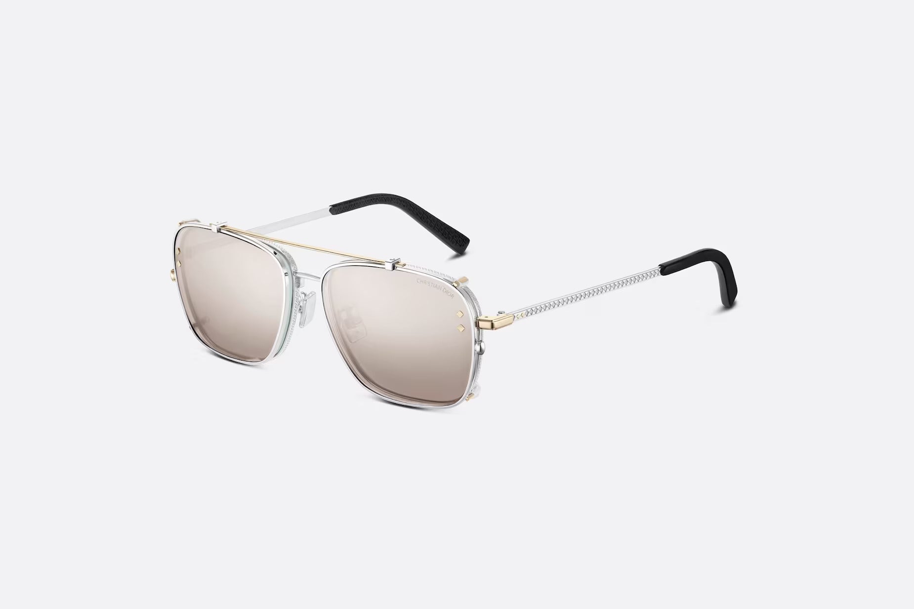 Gray and Beige Mirrored Square Sunglasses CDDMS4U