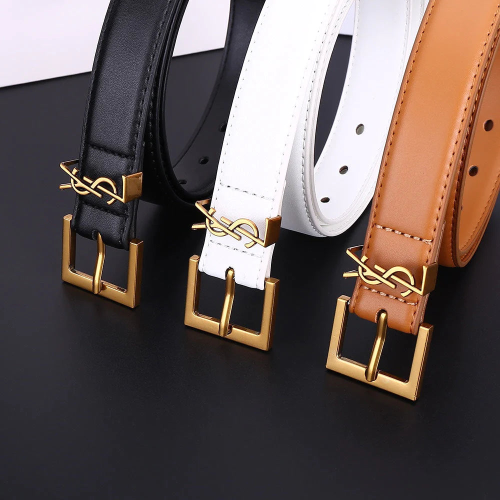 3 Colors Fashion Alphabet Buckle Ladies Leather Belt