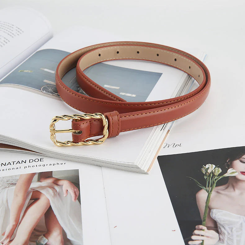 3 Colors retro twist square buckle belt belt