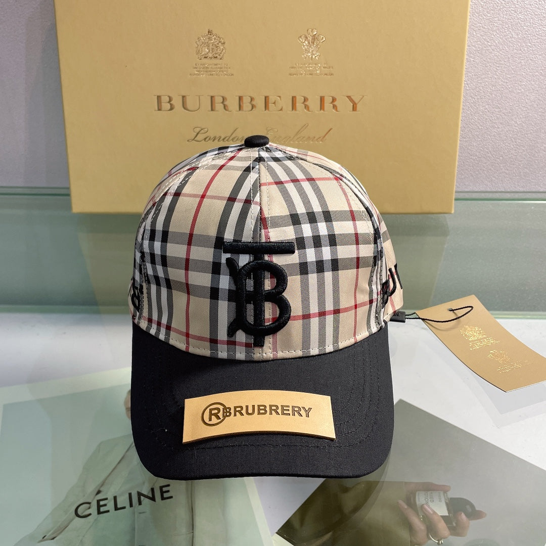 Classic Check Embroidered Letter Baseball Cap