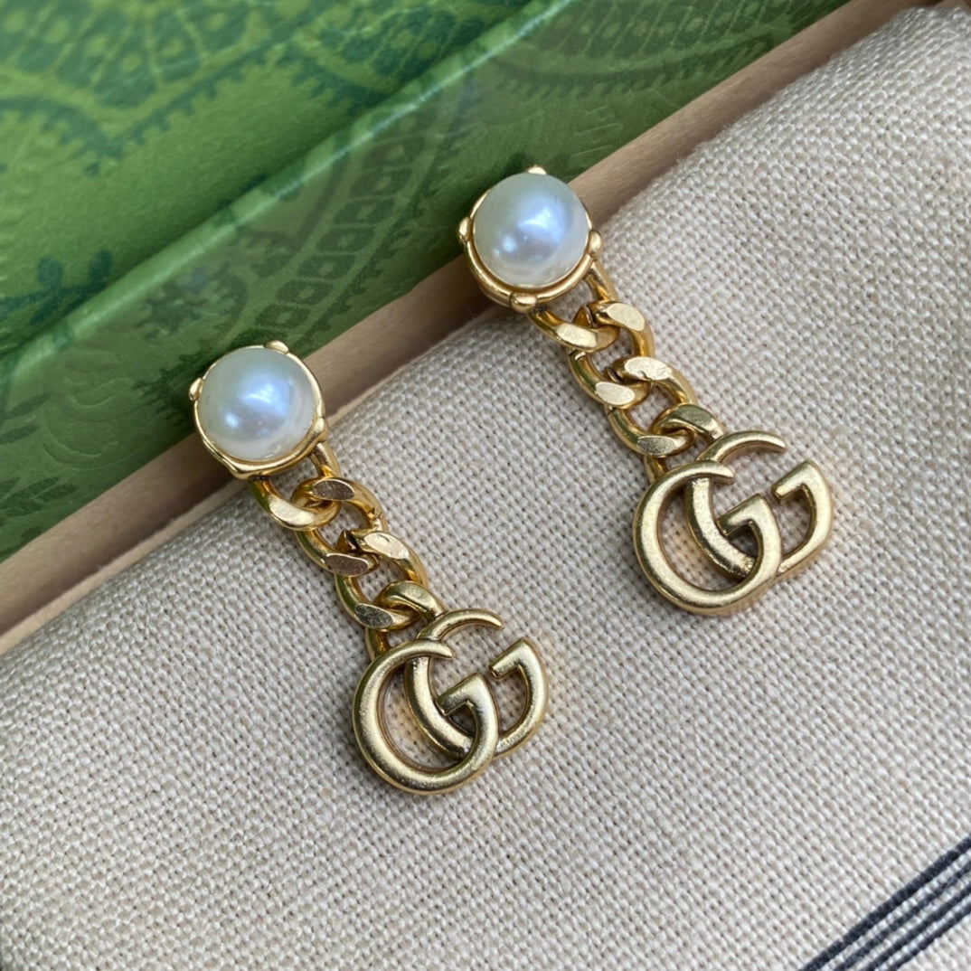 Versatile Chain Pendant Pearl Earrings