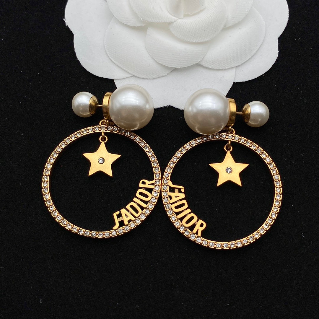 Circle Star Stud Earrings