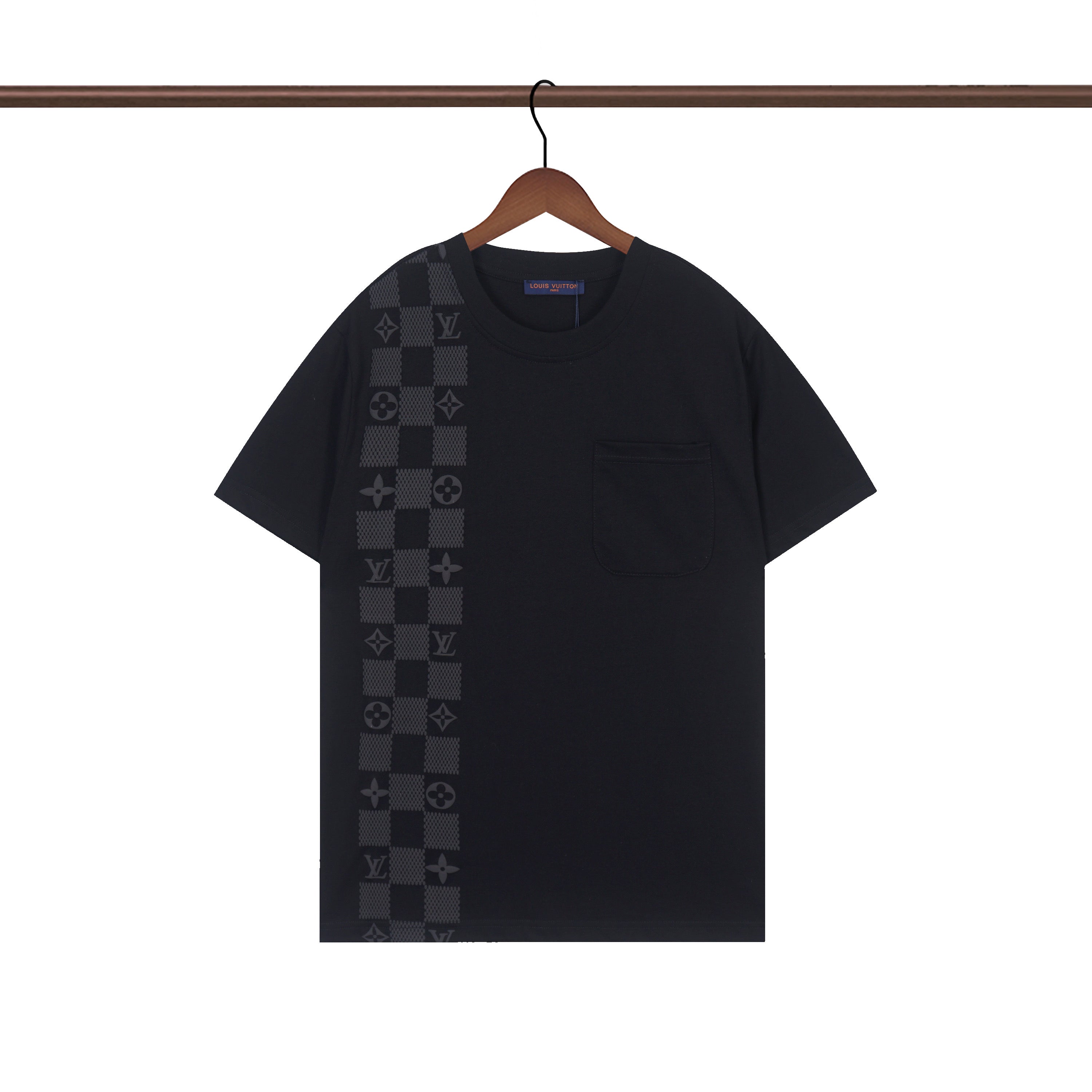 Fashion asymmetric checkerboard T-shirt